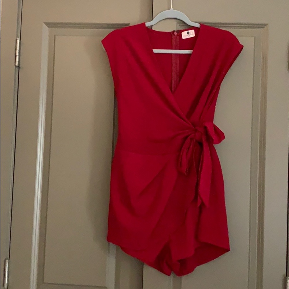 Red romper warp around tie